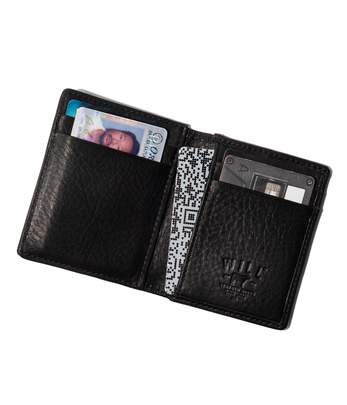  Will Leather Goods Classic Leather Money Clip Wallet - Black - Bonton