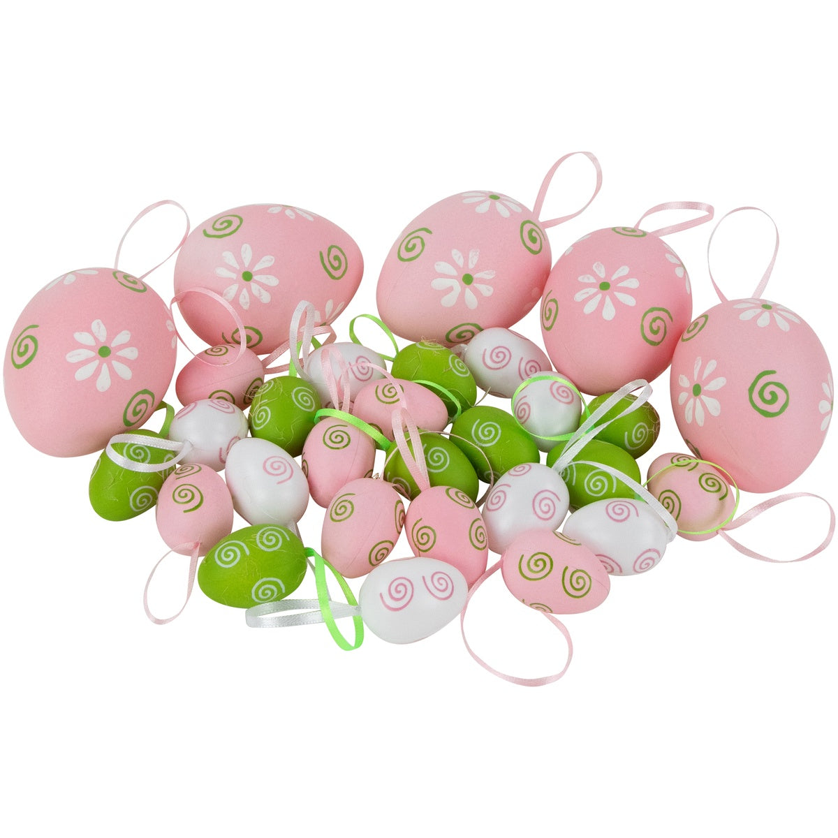  Northlight 29ct Pastel Pink  Green and White Spring Easter Egg Ornaments 3.25