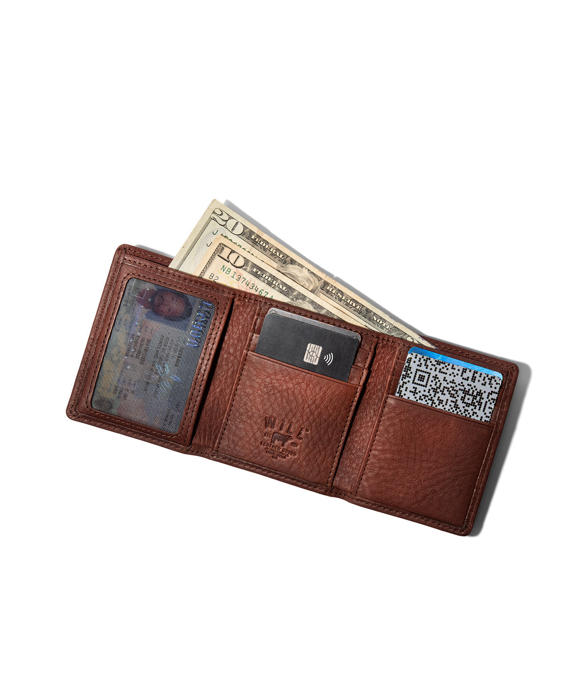  Will Leather Goods Classic Trifold Leather Wallet - Brown - Bonton