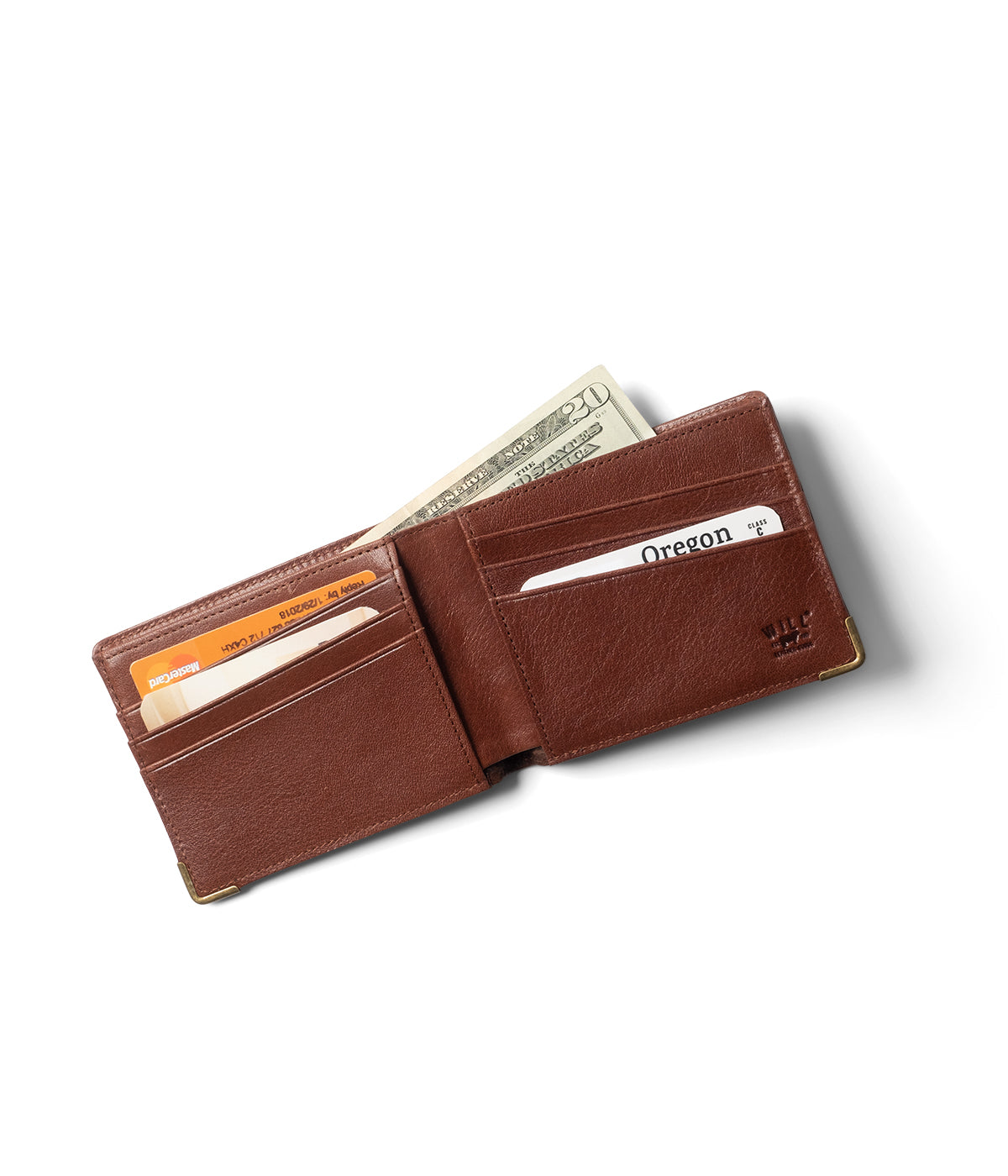  Will Leather Goods Italian Teak Leather Billfold - Tan - Bonton