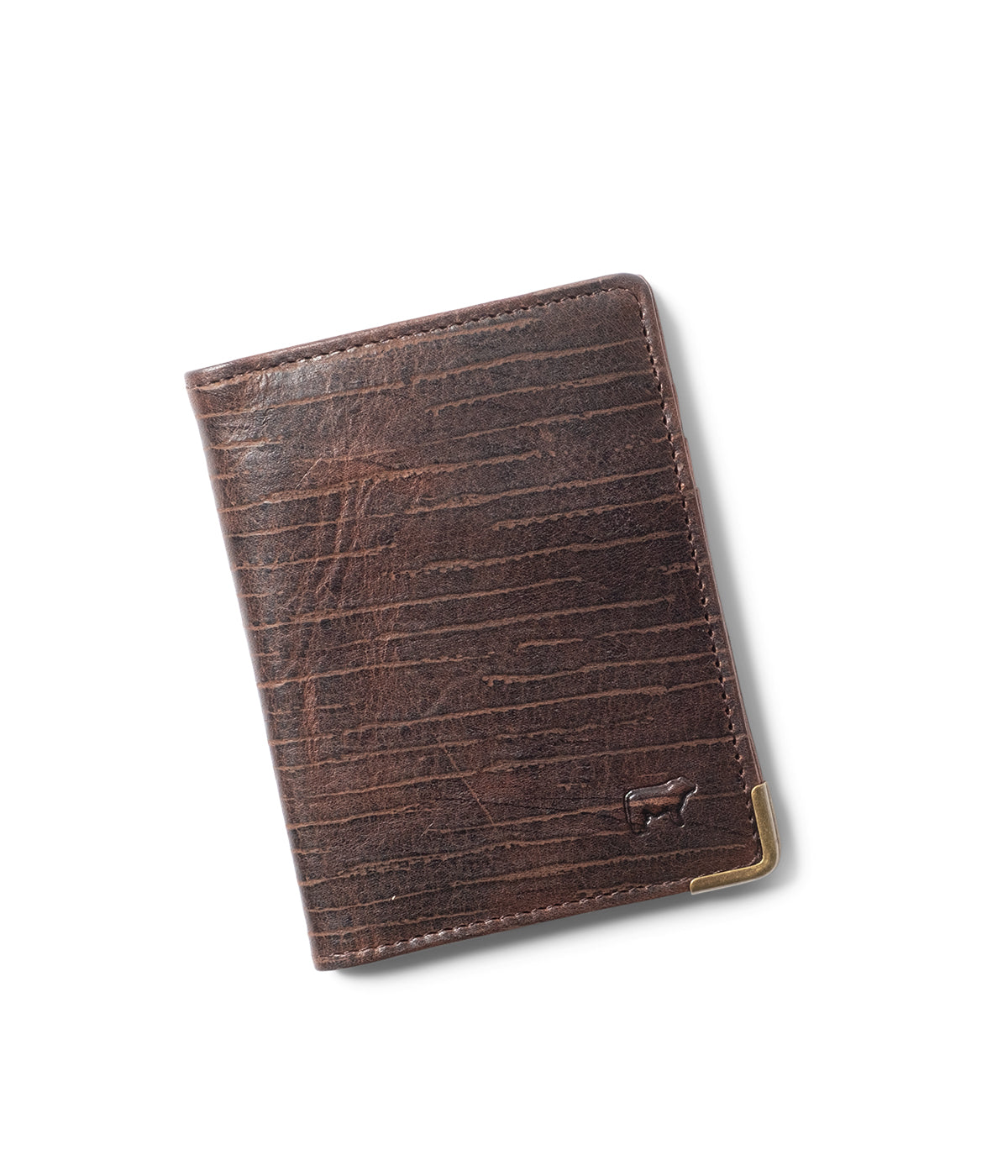  Will Leather Goods Italian Teak Leather Front Pocket Wallet - Brown - Bonton