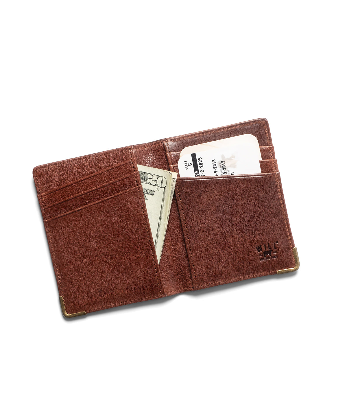  Will Leather Goods Italian Teak Leather Front Pocket Wallet - Brown - Bonton