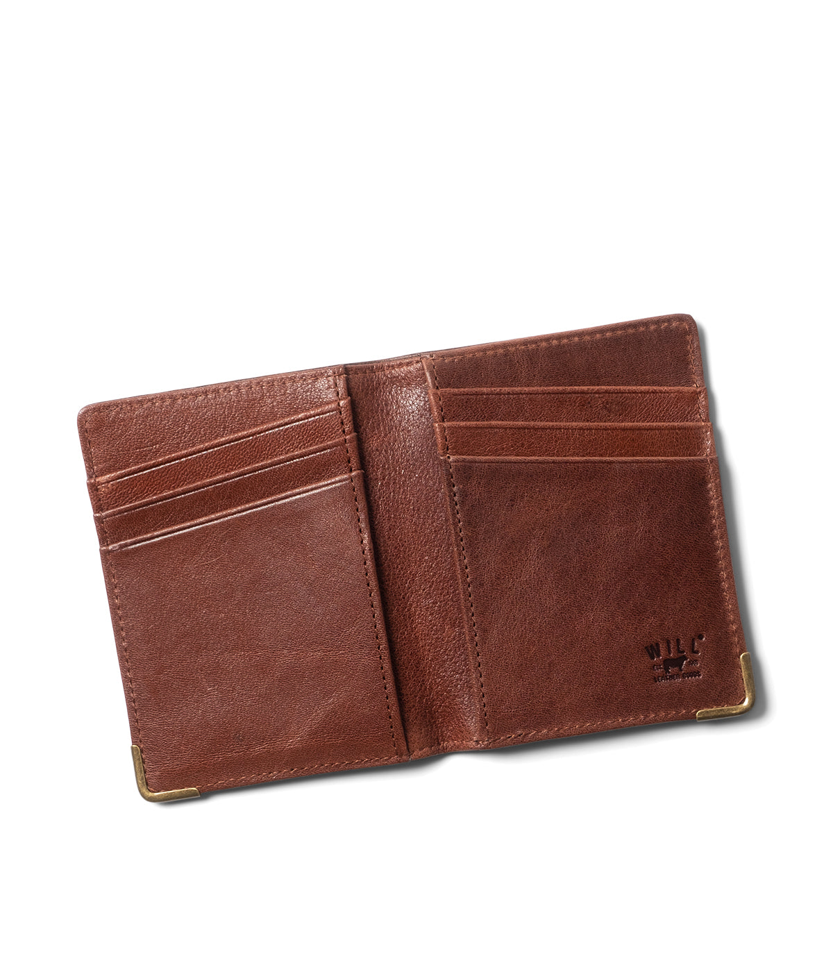  Will Leather Goods Italian Teak Leather Front Pocket Wallet - Brown - Bonton