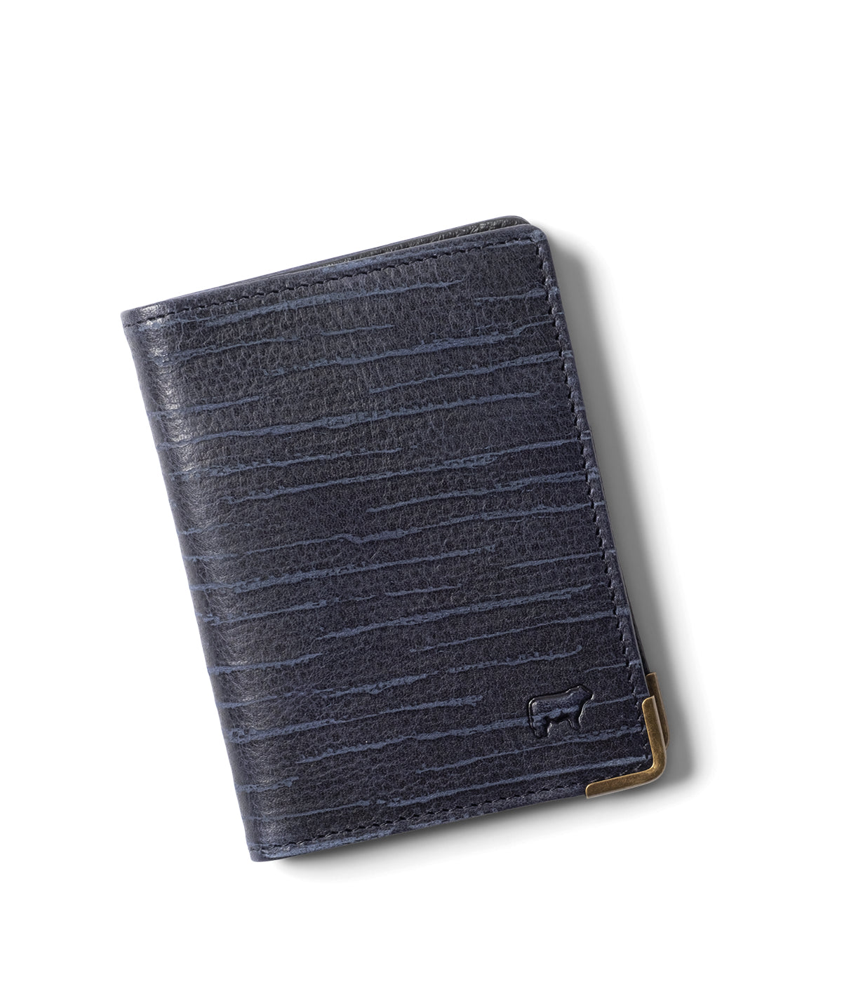  Will Leather Goods Italian Teak Leather Front Pocket Wallet - Navy - Bonton