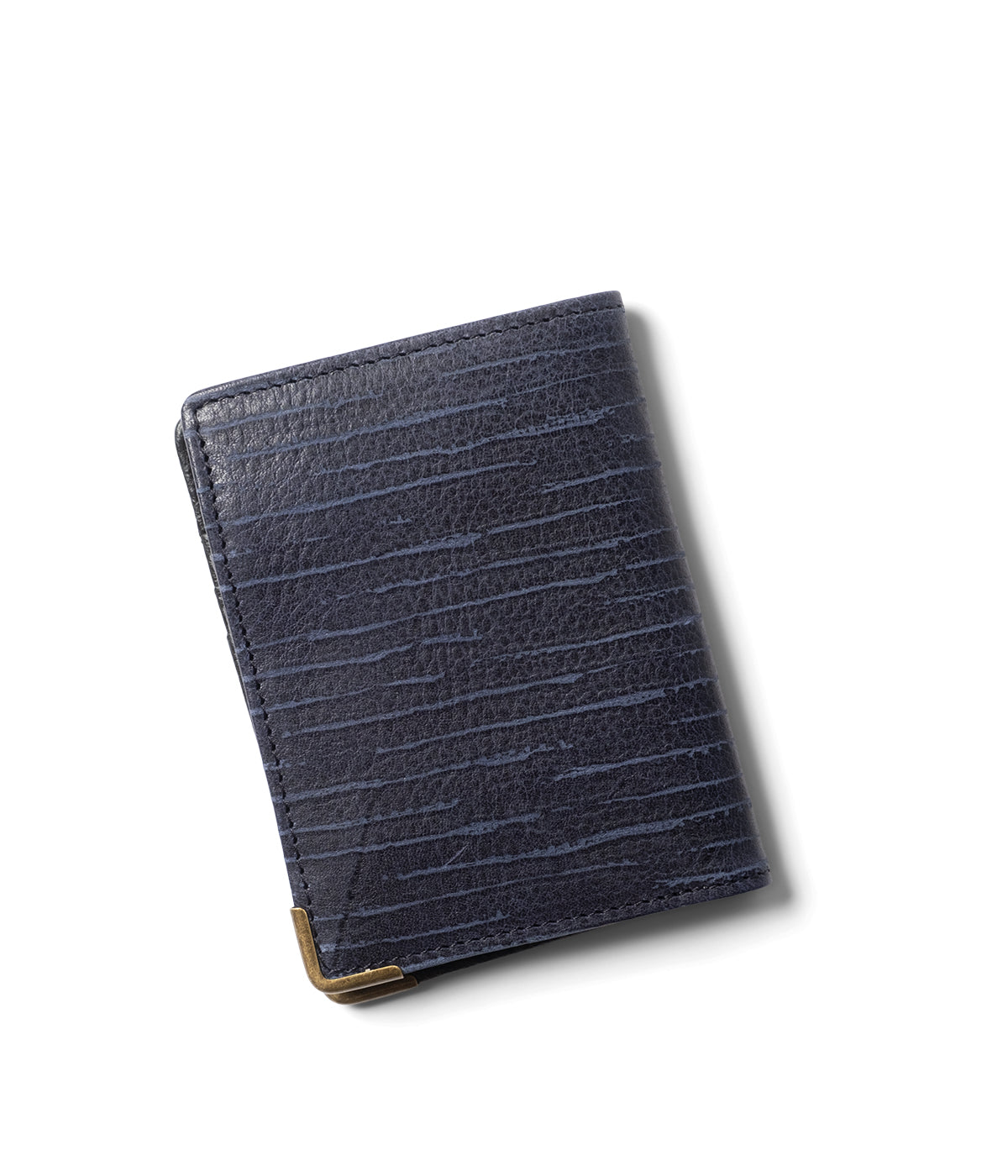  Will Leather Goods Italian Teak Leather Front Pocket Wallet - Navy - Bonton