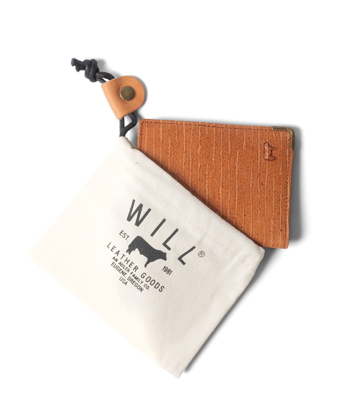  Will Leather Goods Italian Teak Leather Front Pocket Wallet - Tan - Bonton