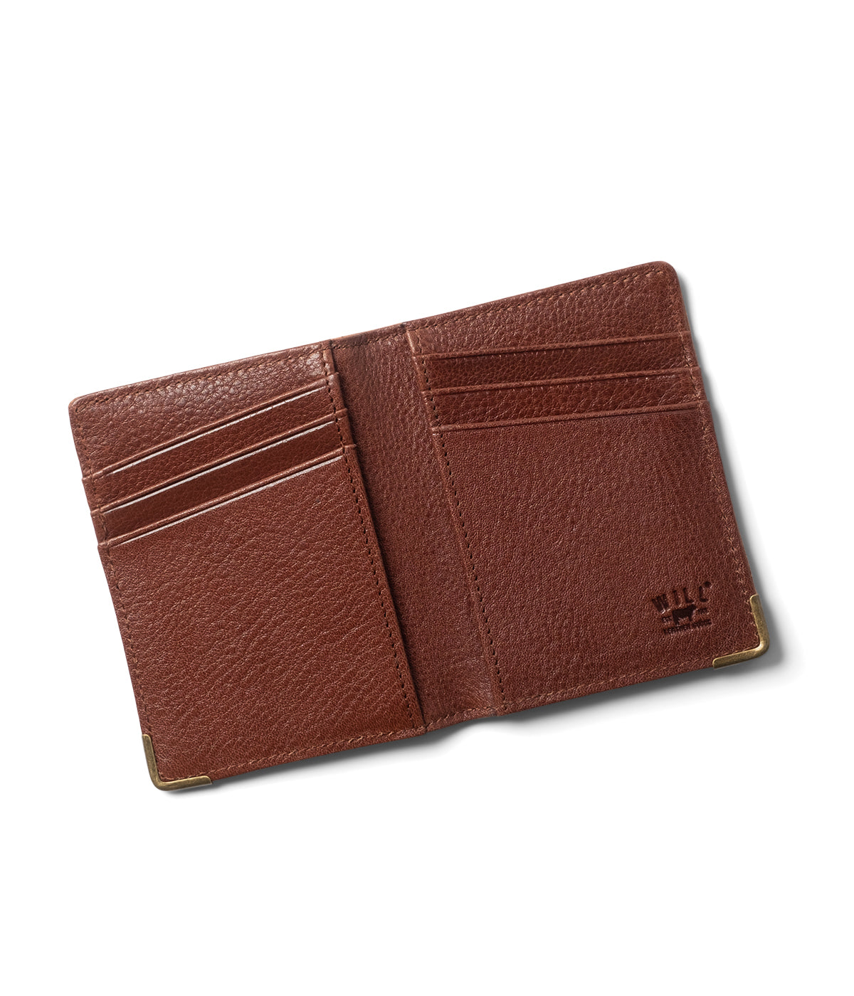  Will Leather Goods Italian Teak Leather Front Pocket Wallet - Tan - Bonton