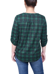 Petite 3/4 Roll Sleeve Top