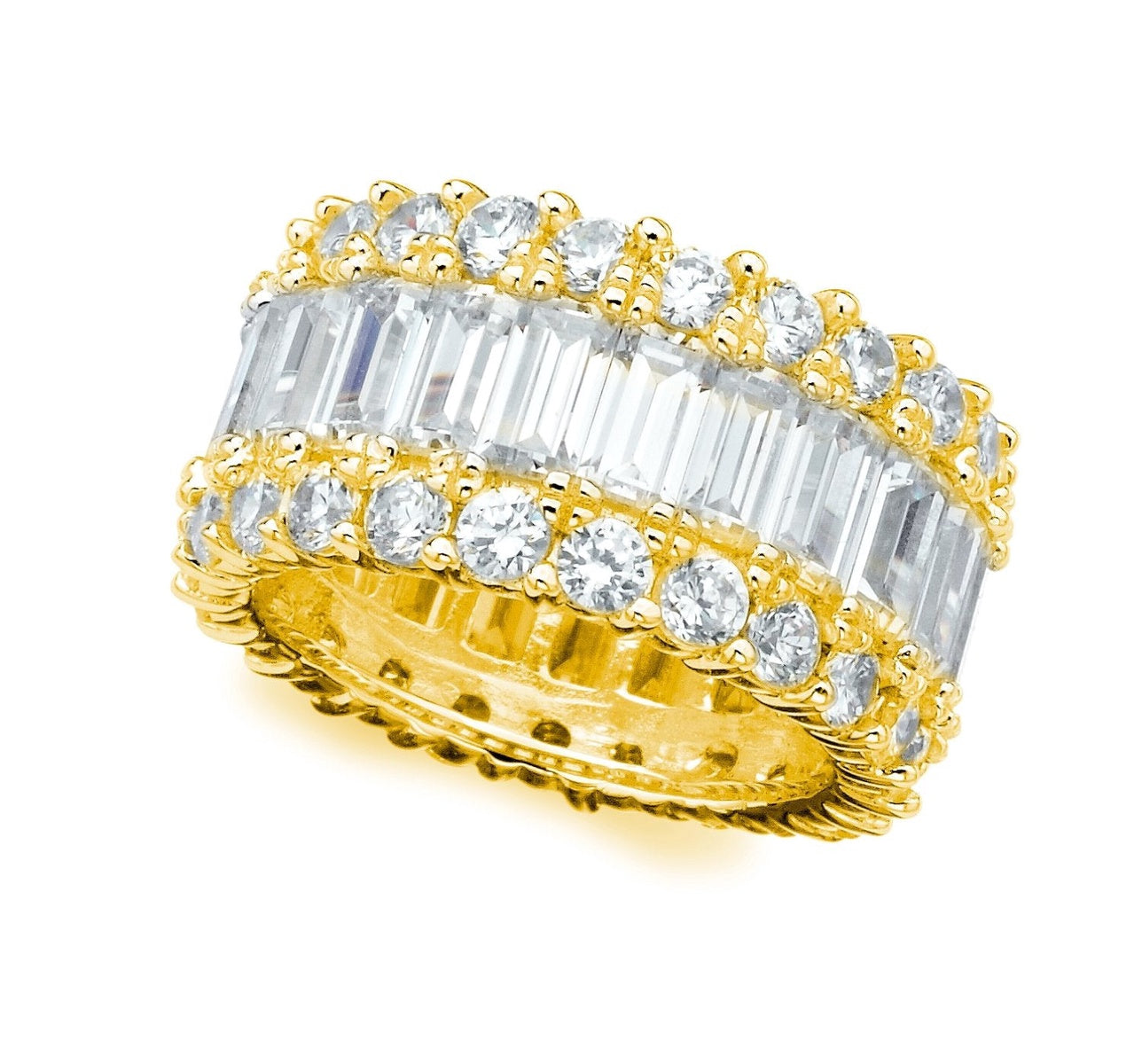  CRISLU Baguette Eternity Band Finished in 18kt Yellow Gold - XX - Bonton