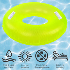 42" Yellow Sparkle Inflatable Swimming Pool Tube Ring Float