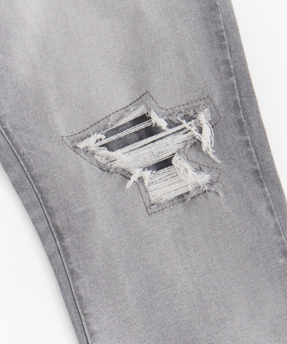  Reason Clothing Skinny Rip and Repair Denim Pants - Grey - GREY - Bonton