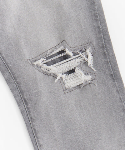 Skinny Rip and Repair Denim Pants - Grey