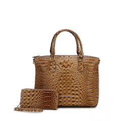 Liora Croc Embossed Tote Bag and Set