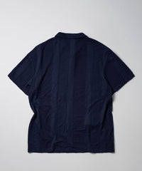 Jacquard Knit Textured Polo Shirt - Navy