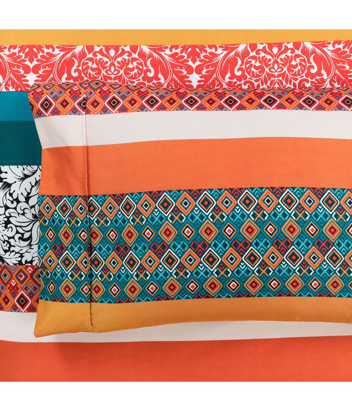 Boho Stripe Soft 6 Piece Sheet Set  Turquoise/Tangerine