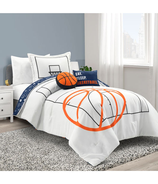 Basketball Reversible Oversized Comforter Set White/Navy