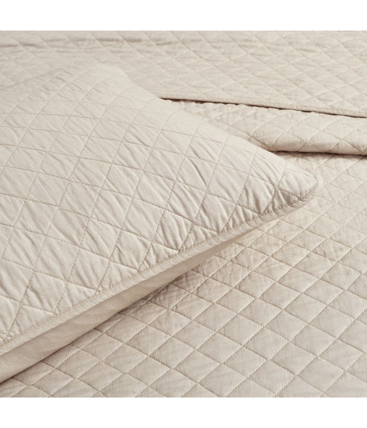 Ava Diamond Oversized Cotton Quilt Set Neutral | BONTON