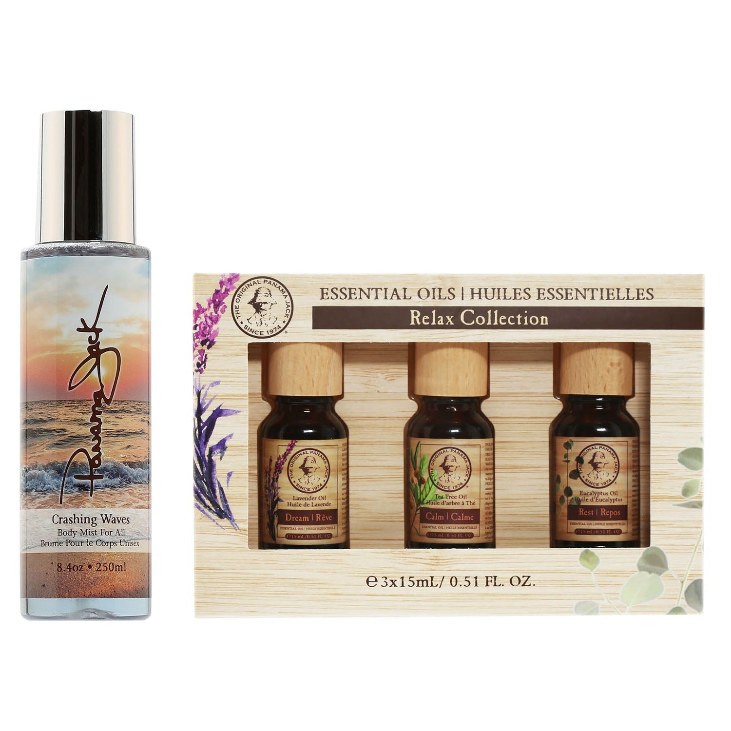  Duo Essential Oils Relax Set + Crashing Waves 3.4 Oz Spray - Clear - Bonton