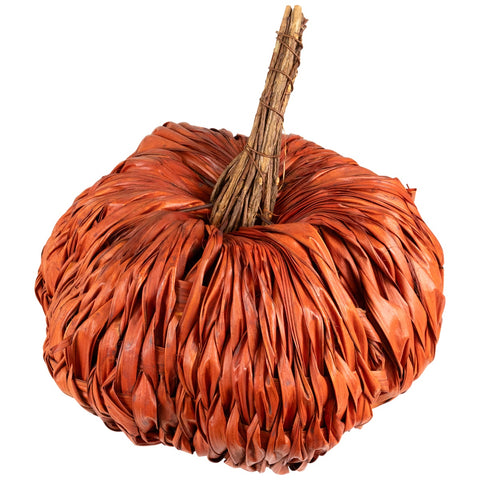 Autumn Harvest Woven Pumpkin Decoration - 8.5" - Orange