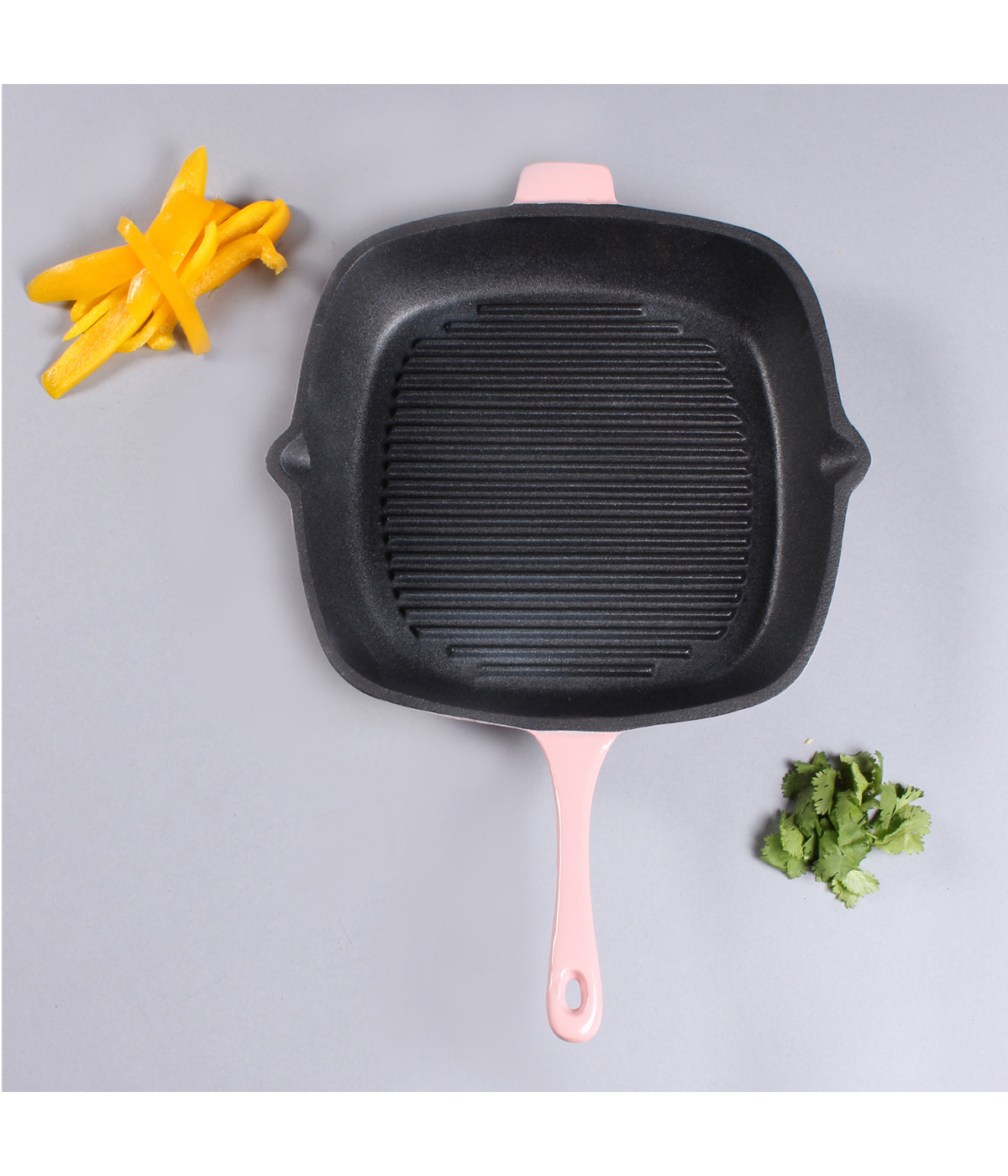  BergHOFF Neo Cast Iron Square Grill Pan - Pink - Bonton