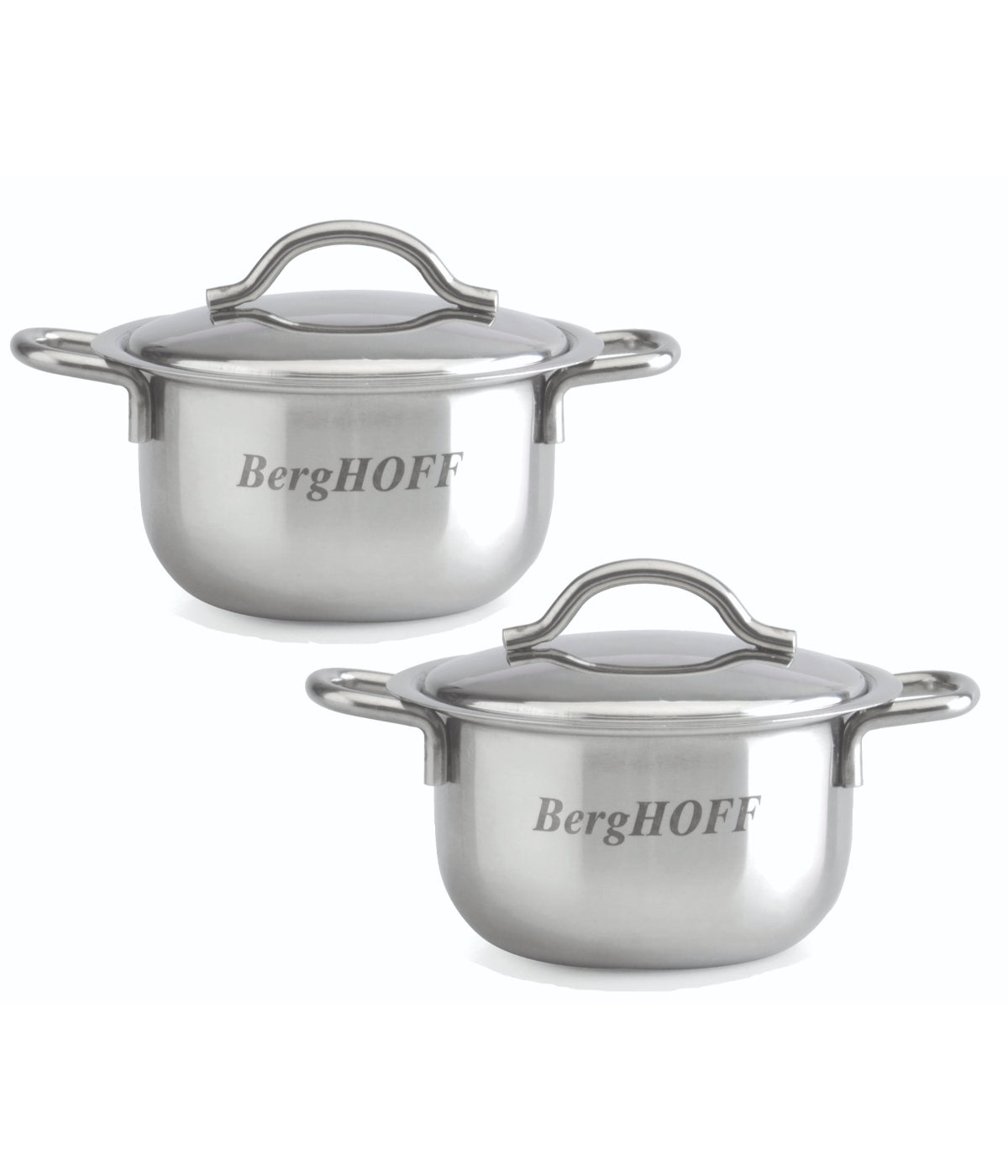  BergHOFF Covered Mini Pots, 18/10 Stainless Steel, Set of 2 - Silver - Bonton