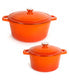  BergHOFF Neo Cast Iron 4 Piece Set with Covered Dutch Oven & Covered Stockpot - Orange - Bonton