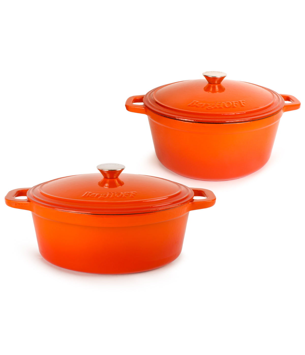  BergHOFF Neo Cast Iron 4 Piece Set with Covered Dutch Oven - Orange - Bonton