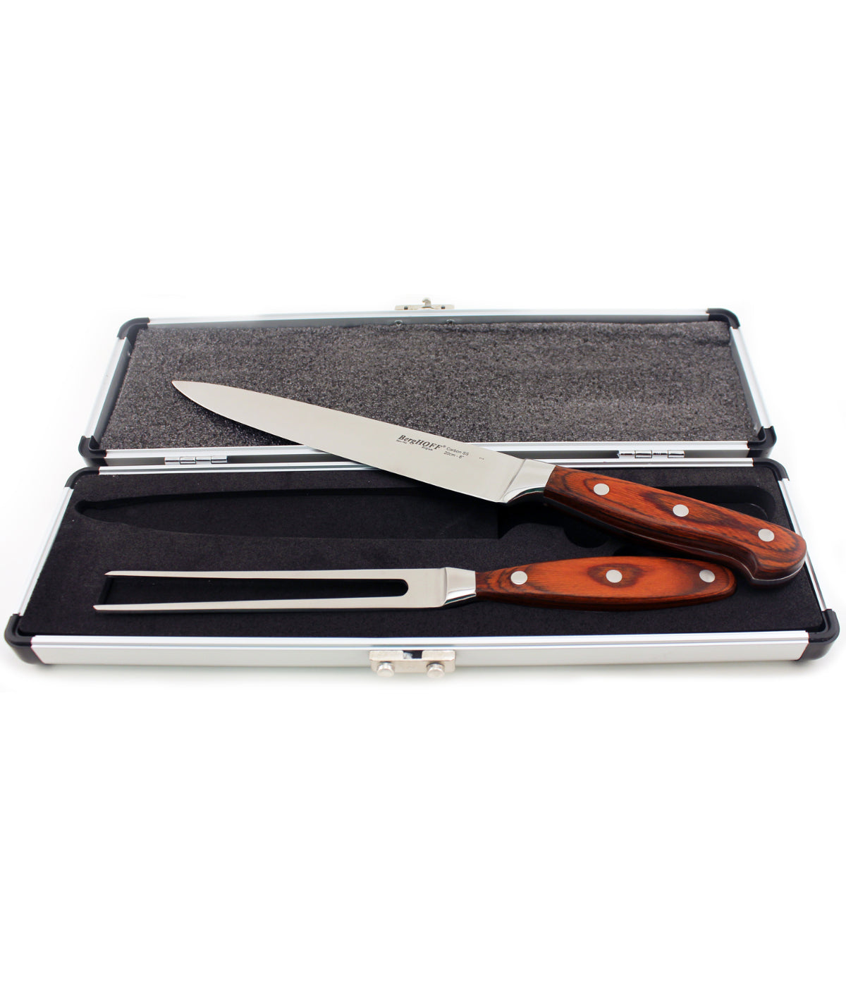  BergHOFF Pakka Wood 3 Piece Stainless Steel Carving Set with Wood Case - Natural - Bonton