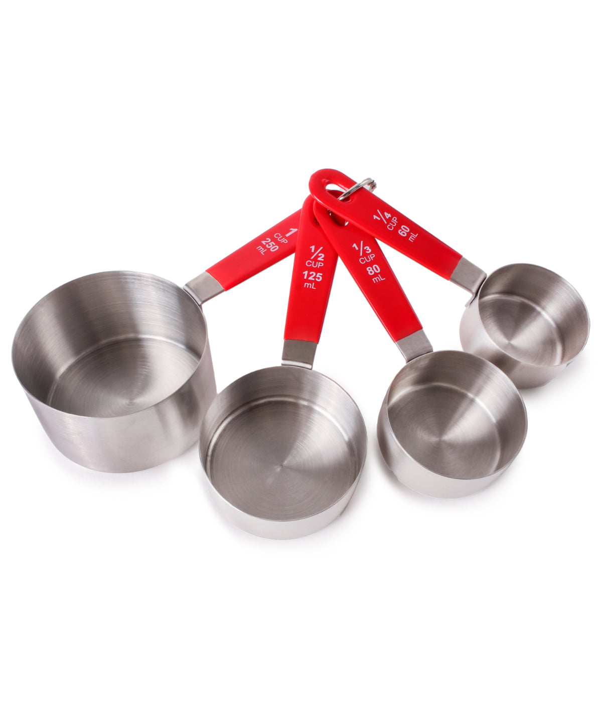  BergHOFF Measuring Cup 18/10 Stainless Steel 4 Piece Set - Silver, Red - Bonton