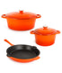  BergHOFF Neo Cast Iron 5 Piece Set with 3 Qt & 5 Qt Covered Dutch Oven & Fry Pan - Orange - Bonton