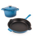  BergHOFF Neo Cast Iron 3 Piece Cookware Set with Covered Dutch Oven & Fry Pan - Blue - Bonton