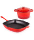  BergHOFF Neo Cast Iron Covered Dutch Oven & Grill Pan Set - Red - Bonton