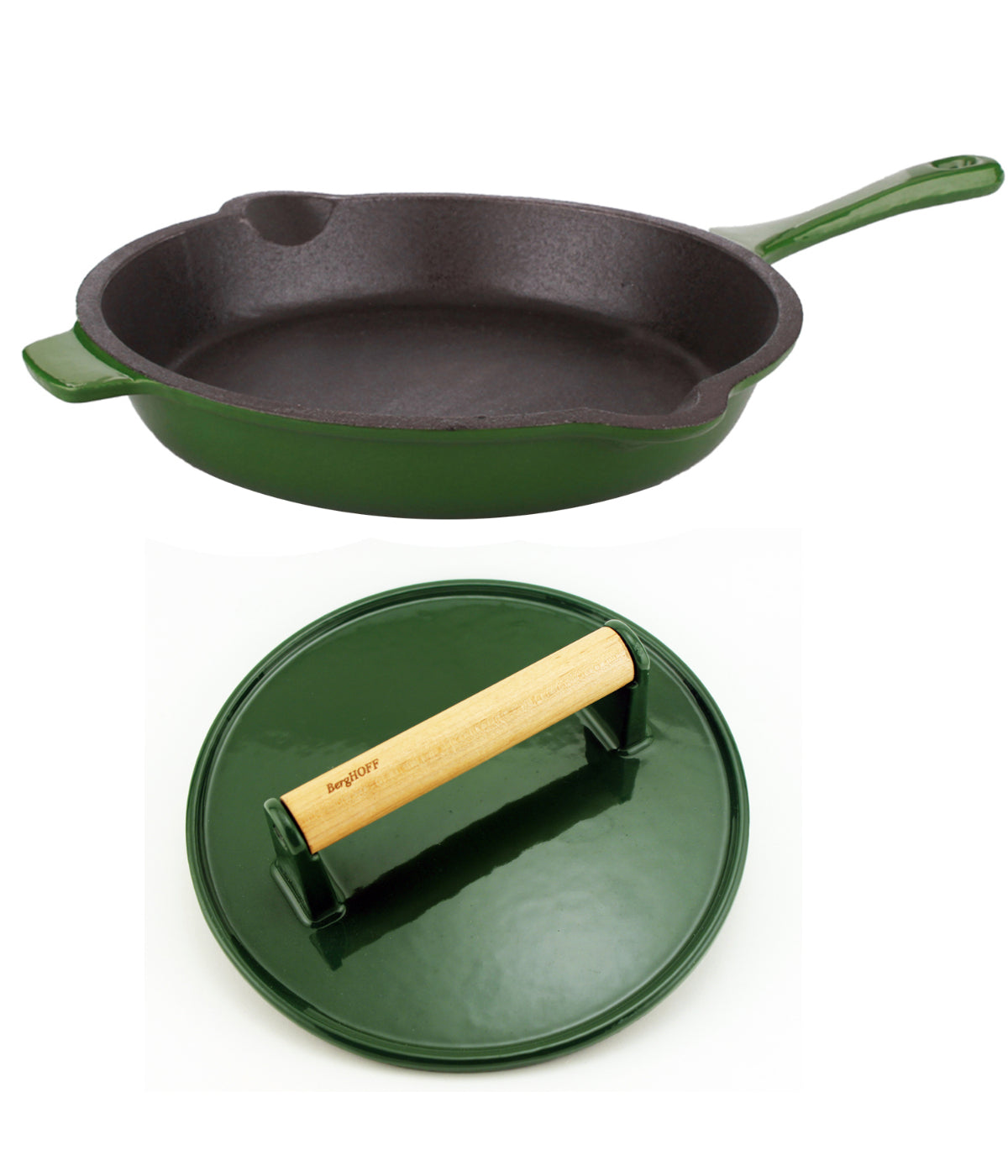  BergHOFF Neo 2pc Cast Iron Fry Pan & Steak PreStainless Steel - Green - Bonton