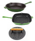  BergHOFF Neo Cast Iron 3 Piece Set with Fry Pan, Grill Pan & Slotted Steak Press - Green - Bonton