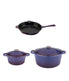  BergHOFF Neo Cast Iron 5 Piece Set with 3 Qt & 5 Qt Covered Dutch Oven & Fry Pan - Purple - Bonton