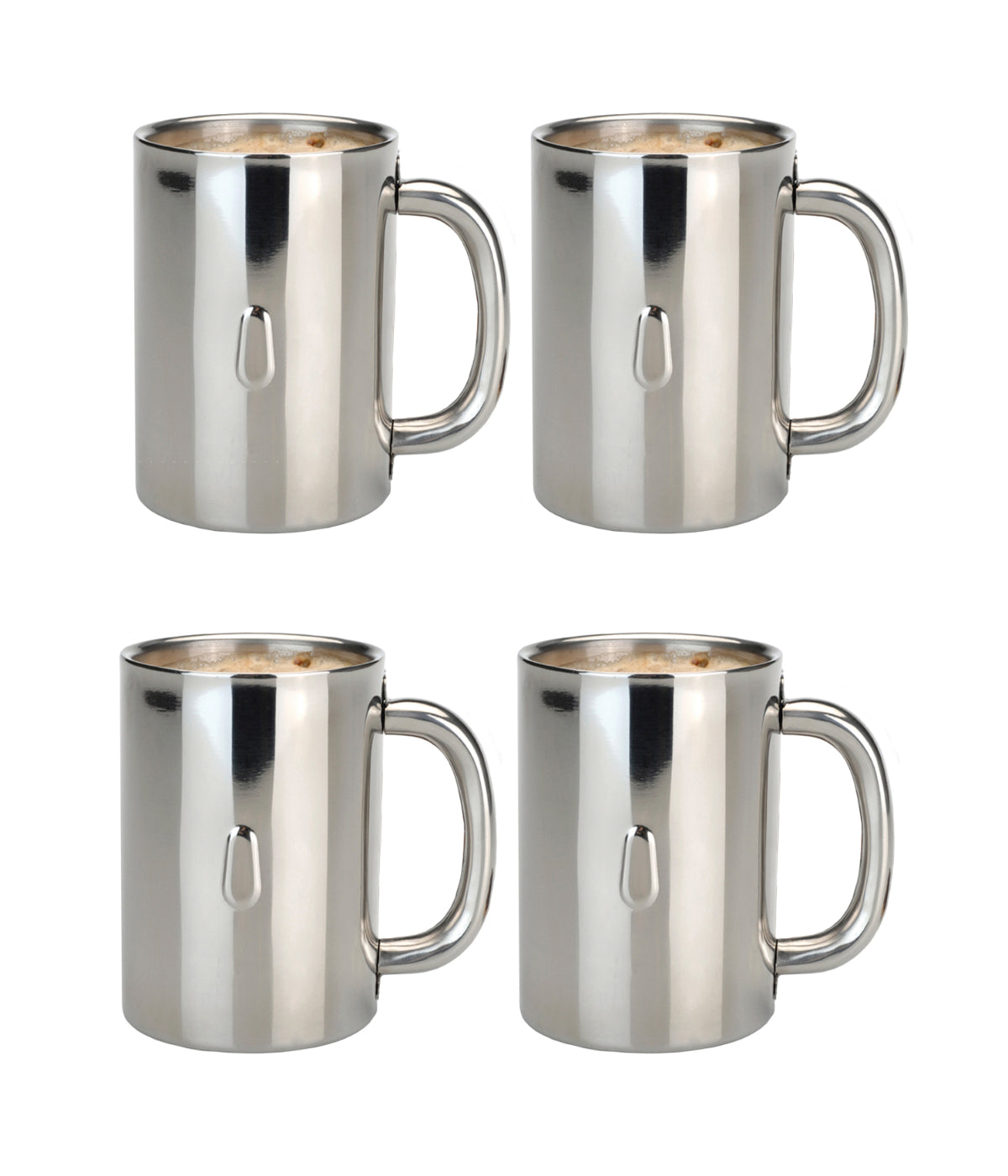  BergHOFF Straight 18/10 Stainless Steel Coffee Mug Set of 4 - Silver - Bonton