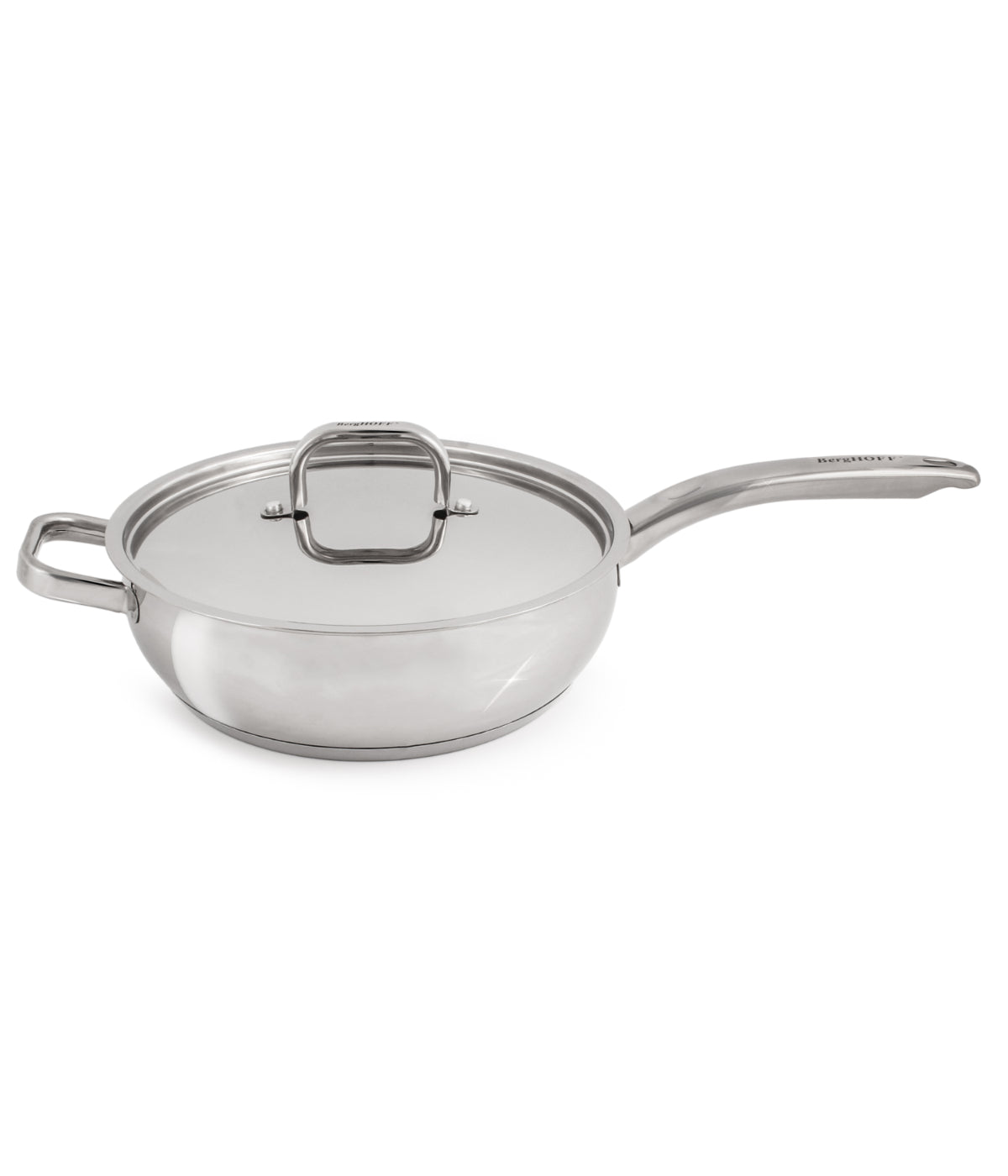  BergHOFF Belly Shape 18/10 Stainless Steel Deep Skillet with Stainless Steel Lid - Silver - Bonton