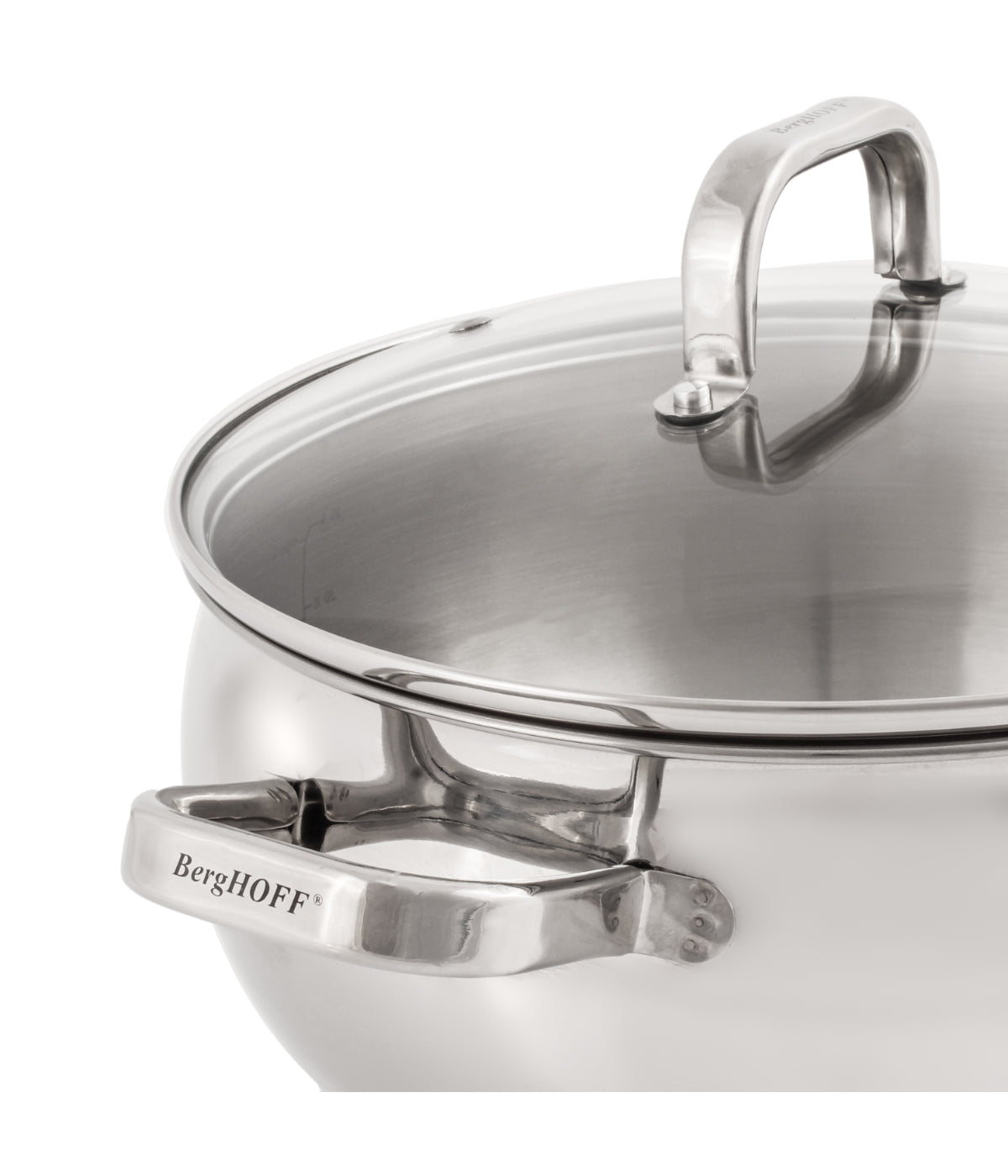  BergHOFF Belly Shape 18/10 Stainless Steel Stock Pot with Glass Stainless Steel Lid - Silver - Bonton