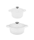  BergHOFF Neo Cast Iron 4 Piece Set with Covered Dutch Oven & Covered Stockpot - White - Bonton