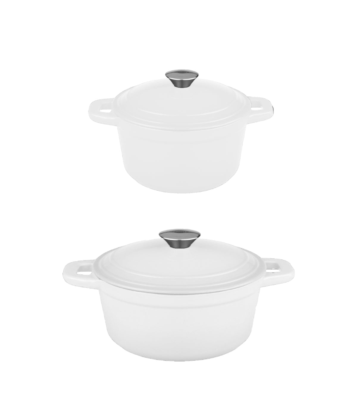  BergHOFF Neo Cast Iron 4 Piece Set with Covered Dutch Oven & Covered Stockpot - White - Bonton