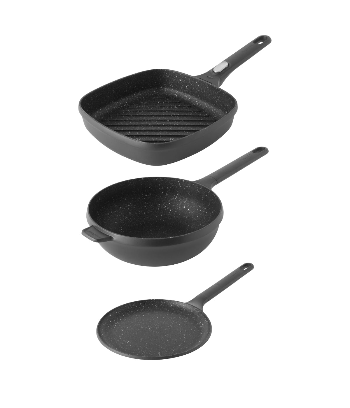  BergHOFF Gem Cast Aluminium Non-Stick 3 Piece Specialty Cookware Set - Black - Bonton