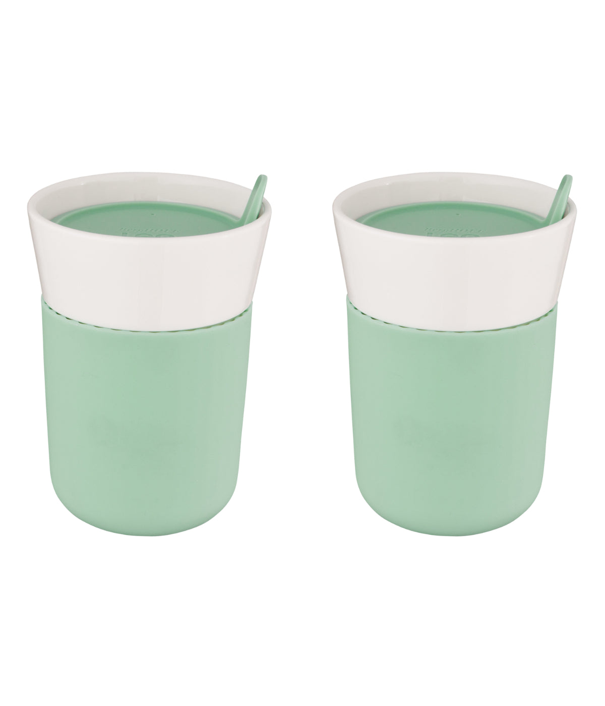  BergHOFF Leo Porcelain Travel Mug, Set of 2 - White, Green - Bonton