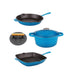  BergHOFF Neo ast Iron 5 Piece Set with Covered Dutch Over, Fry Pan, Grill Pan, & Slotted Steak Press - Blue - Bonton