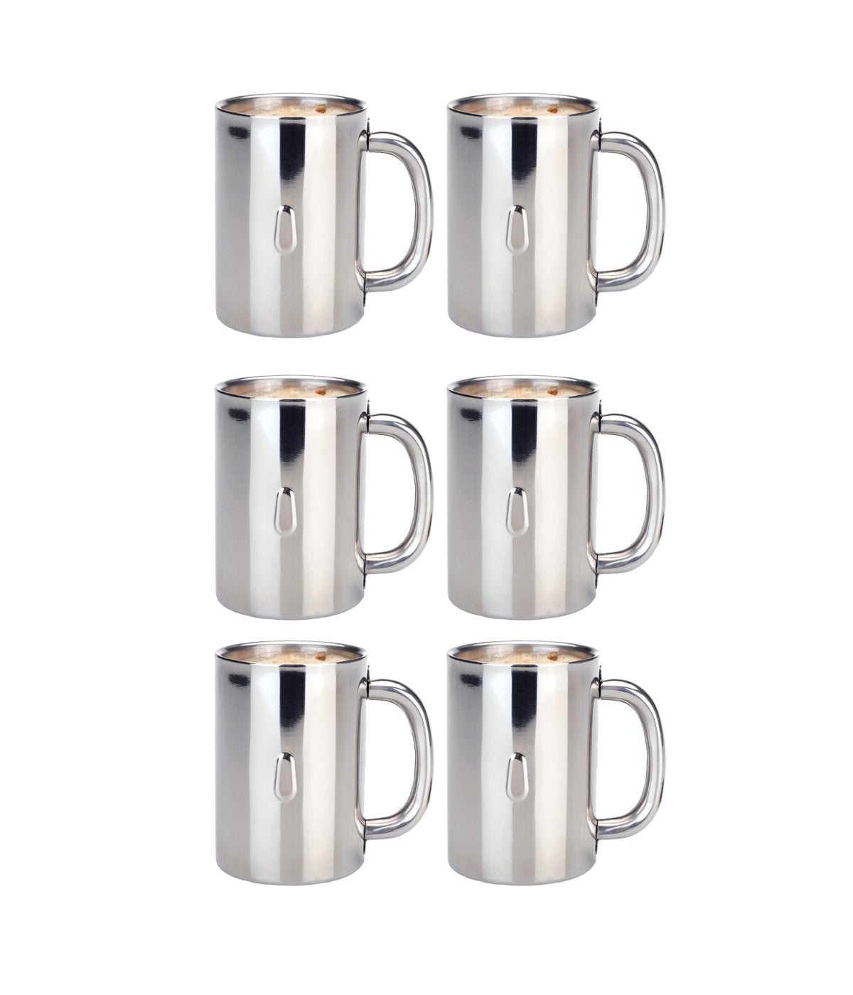  BergHOFF Straight 18/10 Stainless Steel Coffee Mug Set of 6 - Silver - Bonton