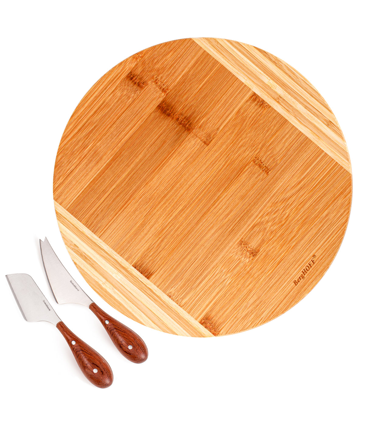  BergHOFF Bamboo 3 Piece Round Board Set - Silver, Brown - Bonton