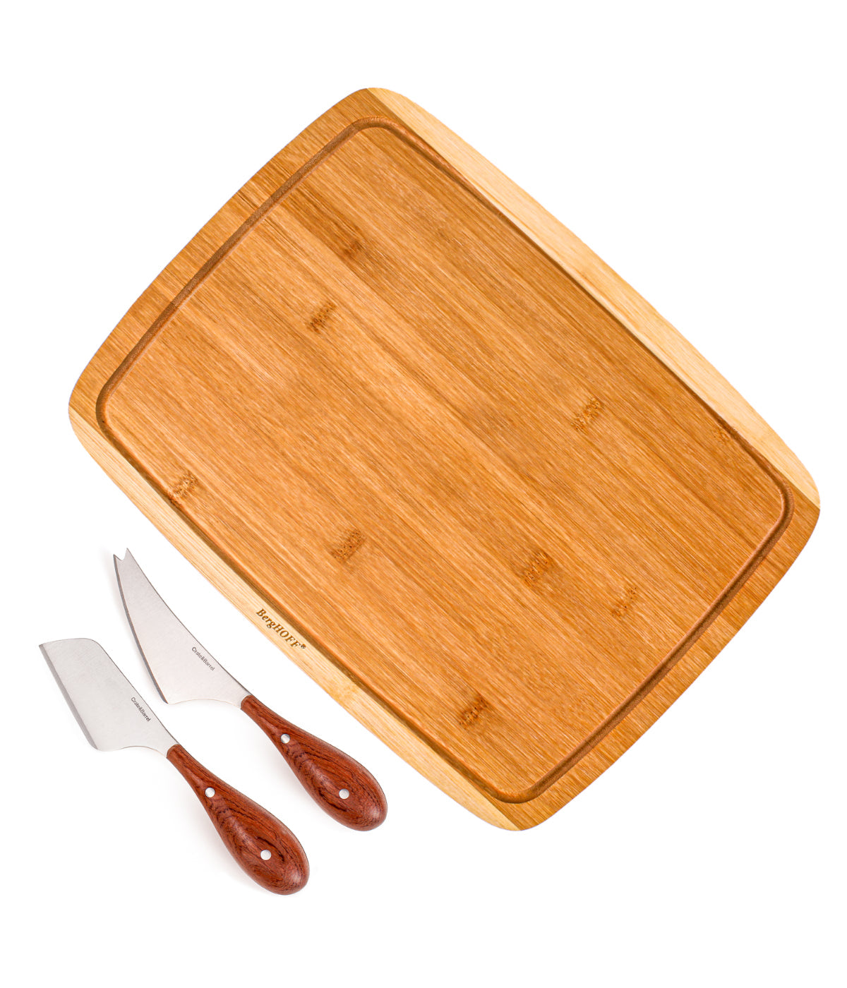  BergHOFF Bamboo 3 Piece Rectangle Board Set - Silver, Brown - Bonton