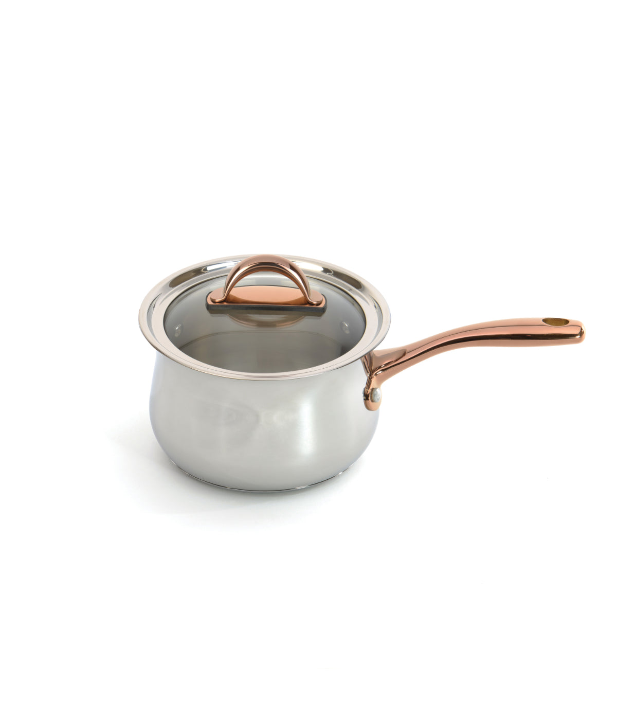  BergHOFF Ouro Gold 18/10 Stainless Steel Saucepan with Glass Lid - Silver - Bonton