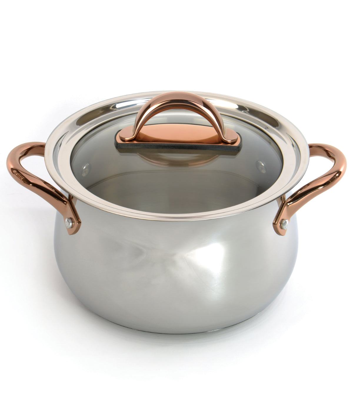  BergHOFF Ouro Gold 18/10 Stainless Steel Casserole with Glass Lid - Silver - Bonton