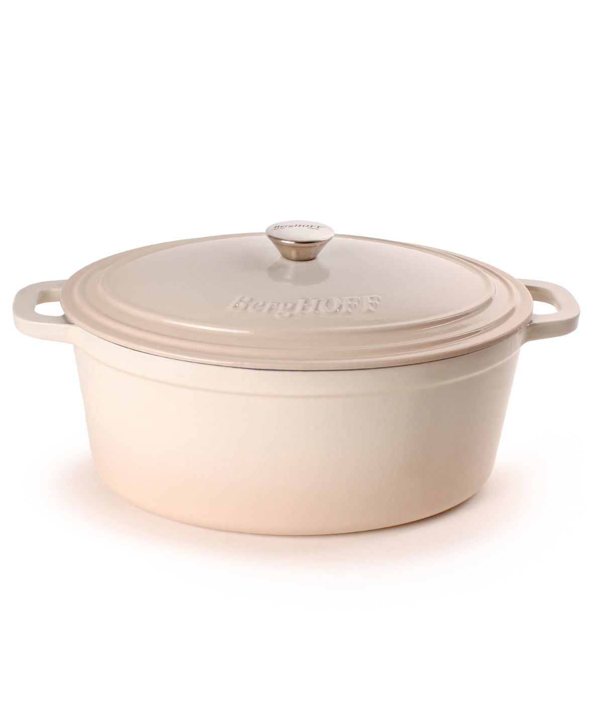  BergHOFF Neo Cast Iron Oval Covered Dutch Oven - Meringue - Bonton