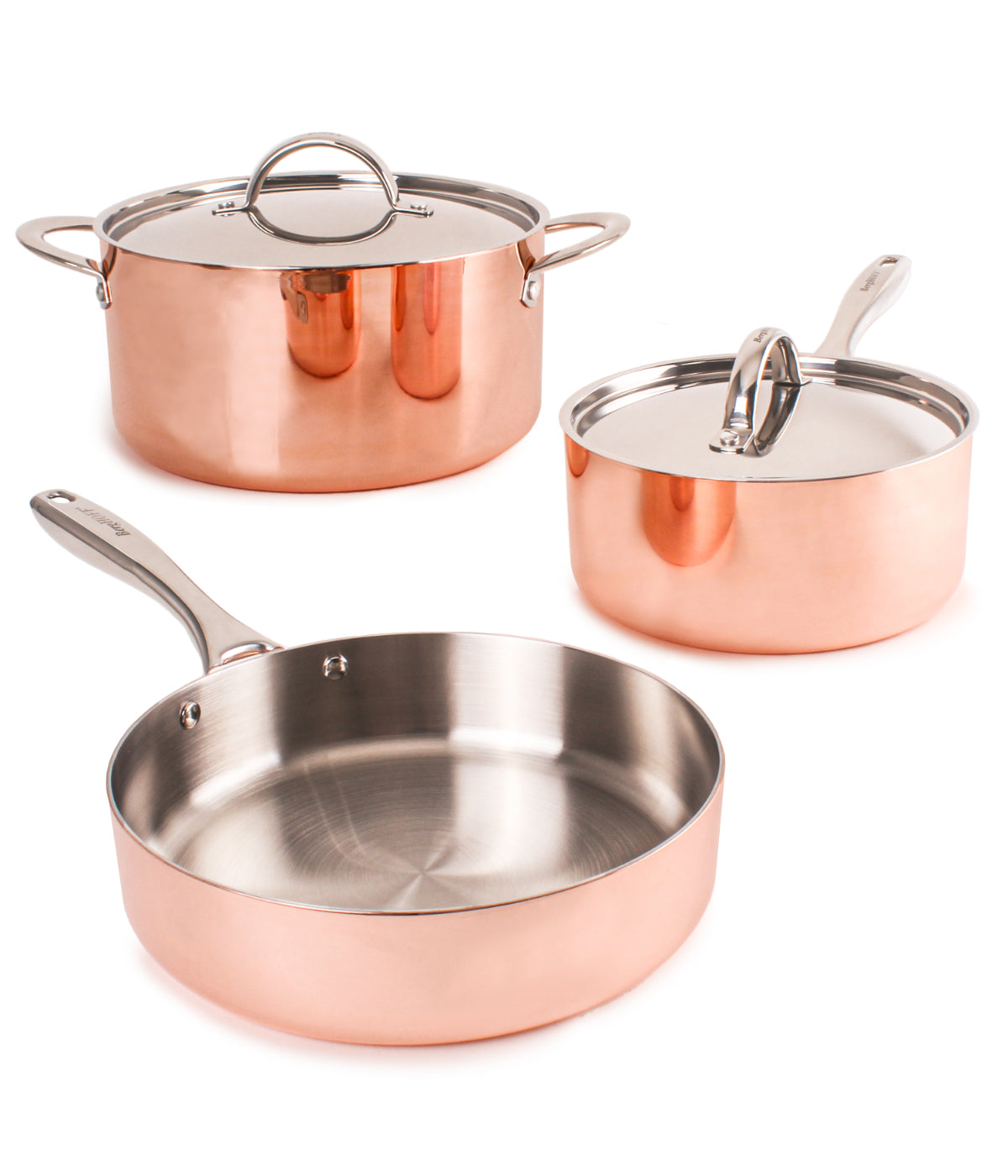  BergHOFF Copper Tri-Ply 5 Piece Cookware Set - Polished - Bonton